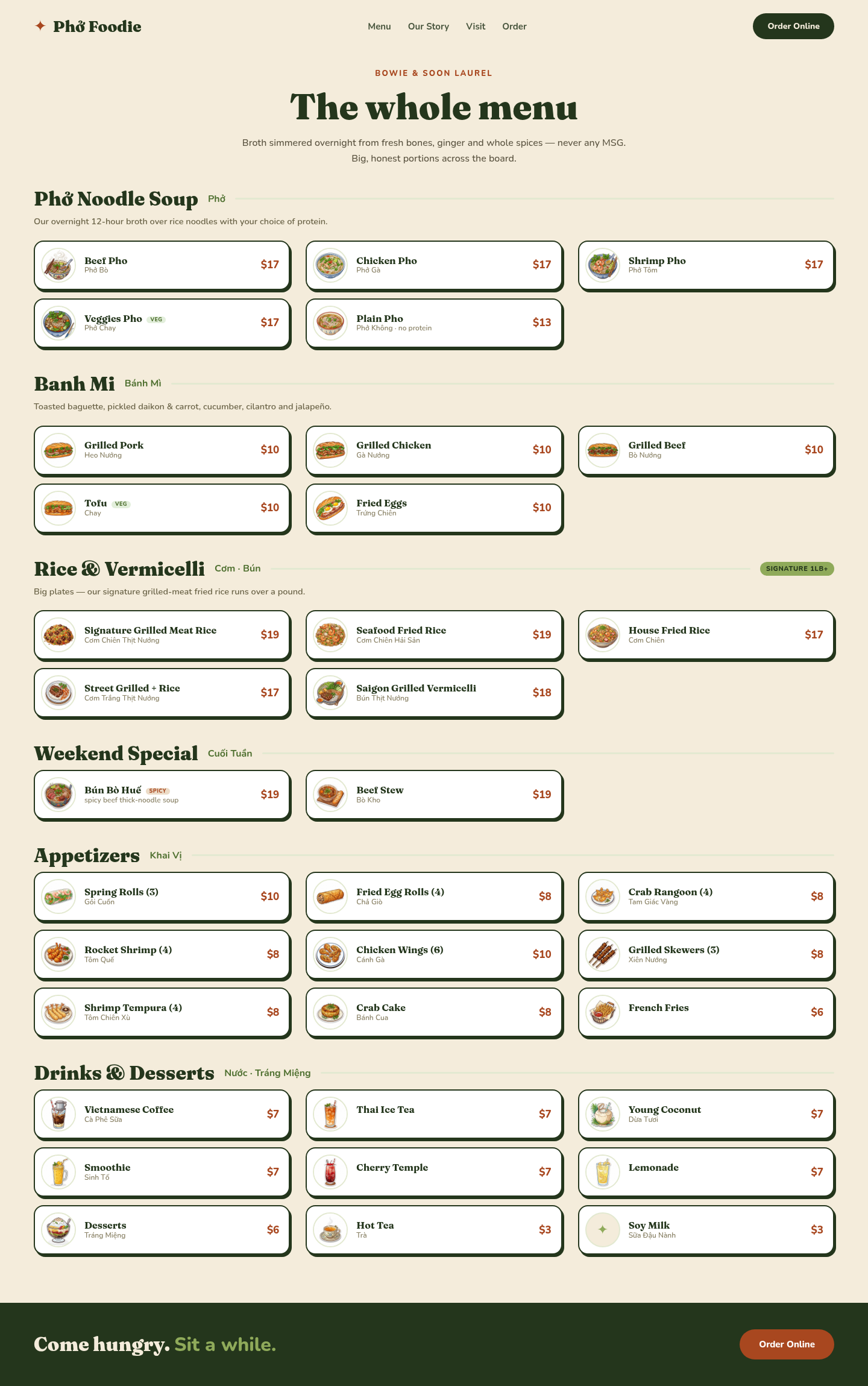 Foodie's Ox — Menu — Menu