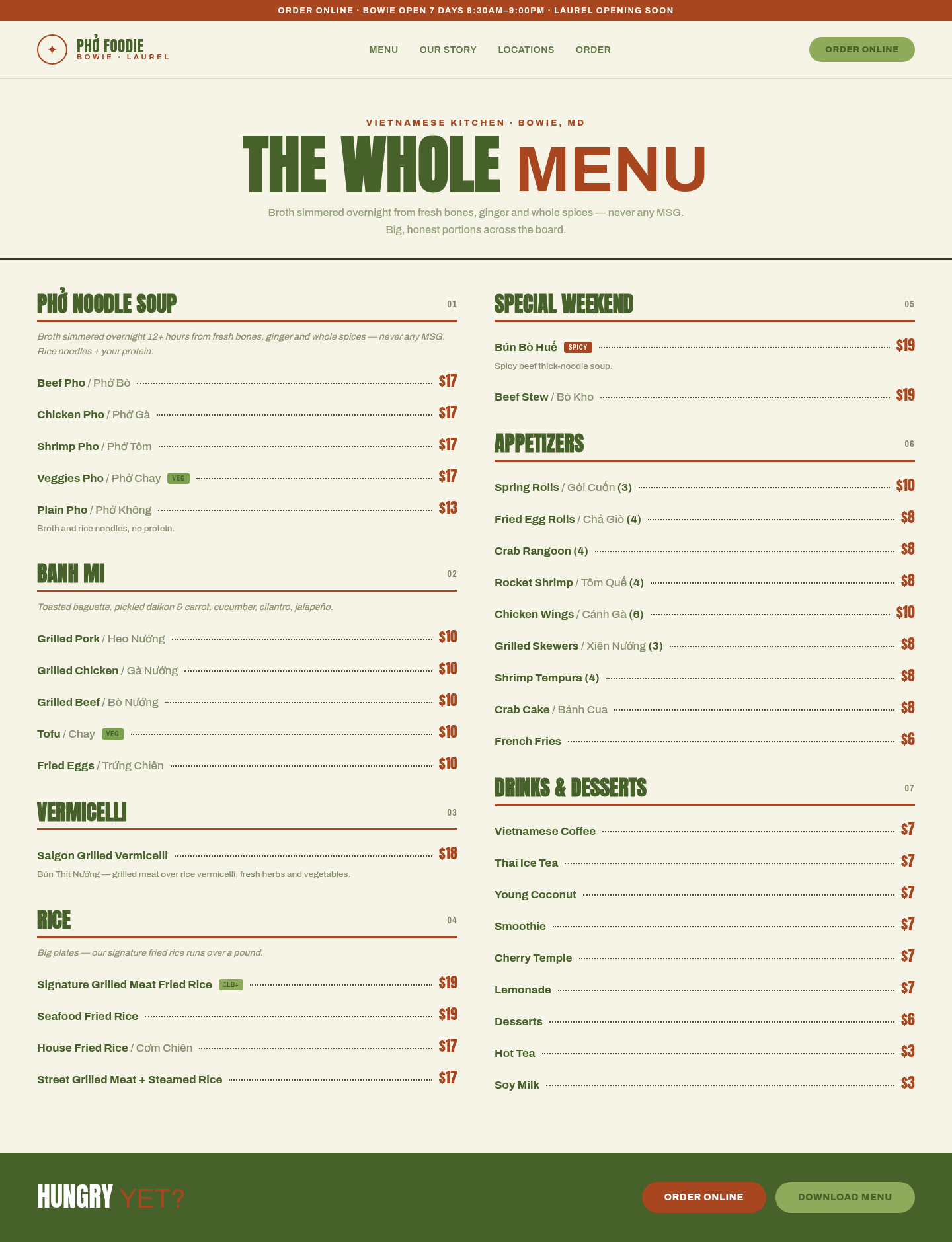 Big Bowl Energy — Menu — Menu