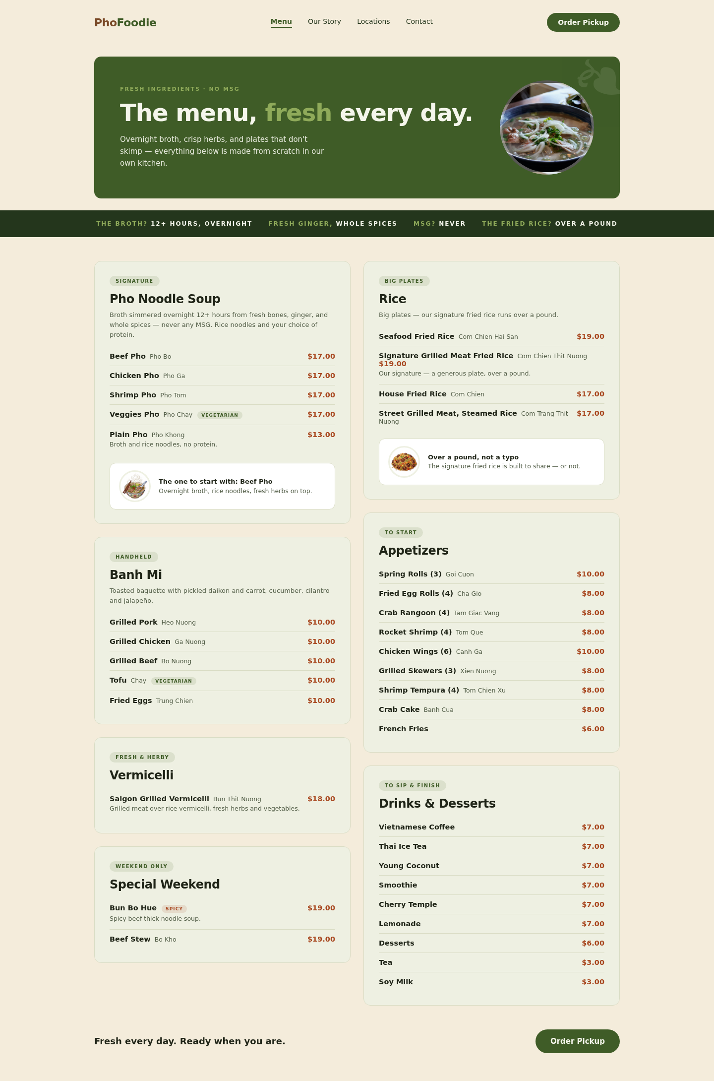 Green-Led Split Hero — Menu — Menu